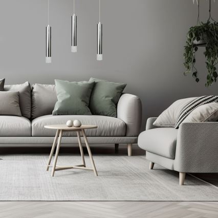 Kattokruunu johdossa TUBI 1xGU10/8W/230V kiiltävä kromi