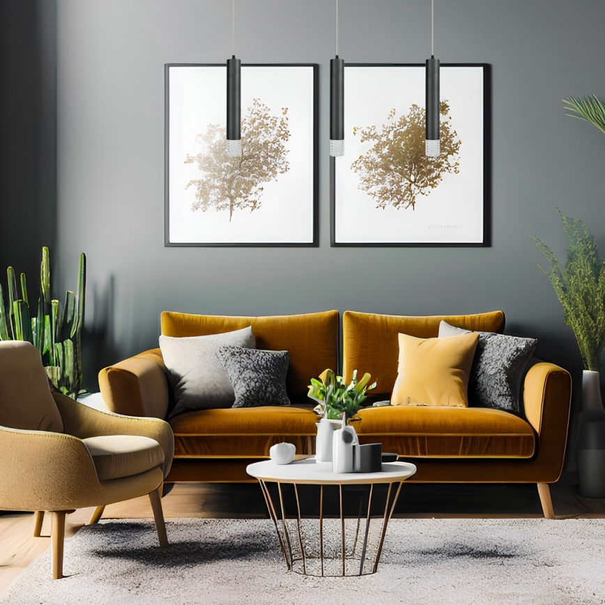 Kattokruunu johdossa TUBI 1xGU10/8W/230V musta