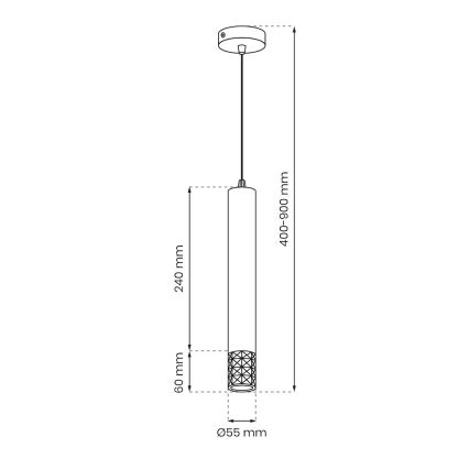 Kattokruunu johdossa TUBI 1xGU10/8W/230V musta