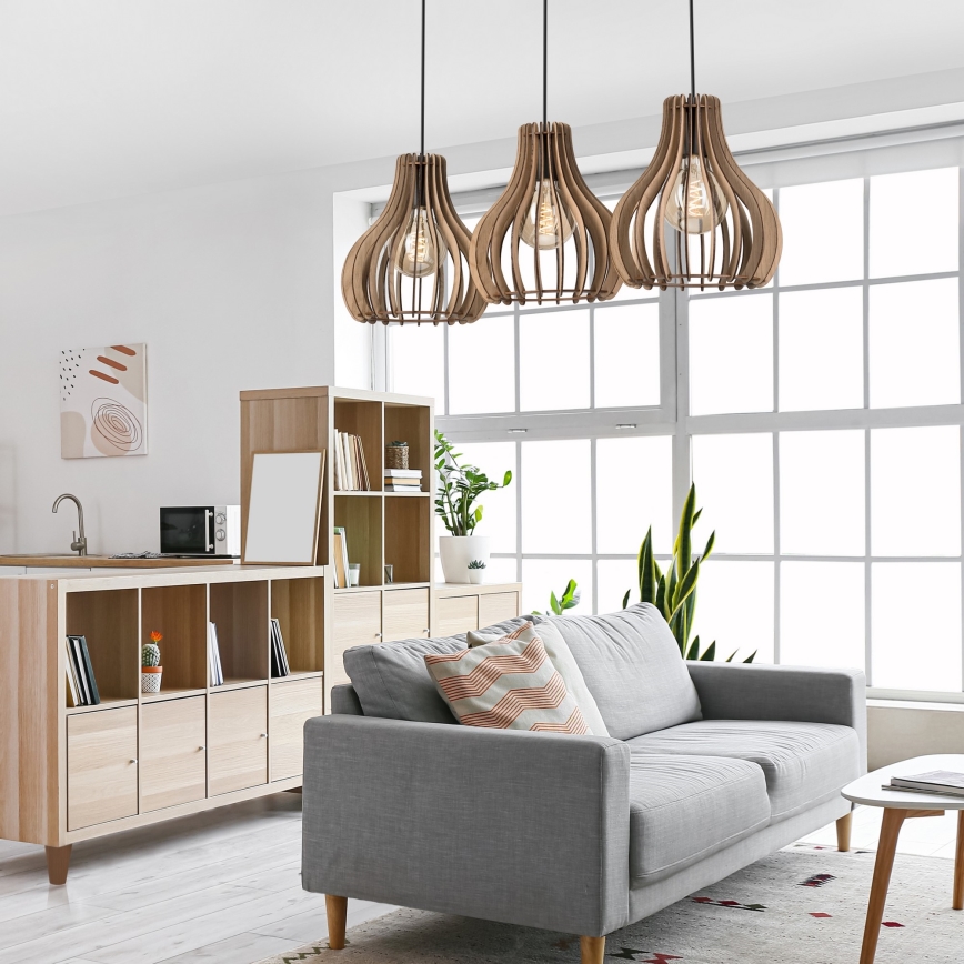 Kattokruunu johdossa TUCCI 3xE27/15W/230V tammi/musta