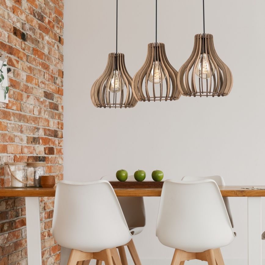 Kattokruunu johdossa TUCCI 3xE27/15W/230V tammi/musta