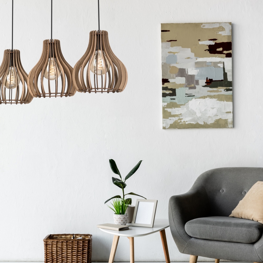 Kattokruunu johdossa TUCCI 3xE27/15W/230V tammi/musta