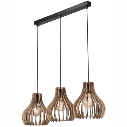 Kattokruunu johdossa TUCCI 3xE27/15W/230V tammi/musta