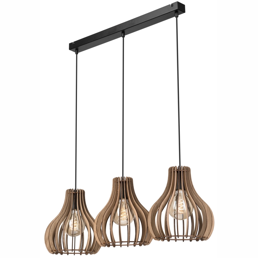 Kattokruunu johdossa TUCCI 3xE27/15W/230V tammi/musta