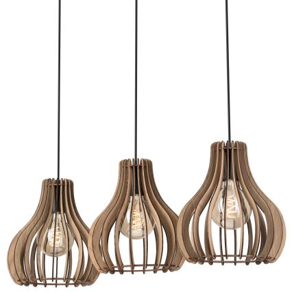 Kattokruunu johdossa TUCCI 3xE27/15W/230V tammi/musta