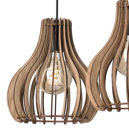 Kattokruunu johdossa TUCCI 3xE27/15W/230V tammi/musta