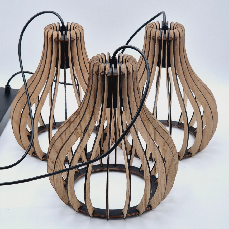 Kattokruunu johdossa TUCCI 3xE27/15W/230V tammi/musta