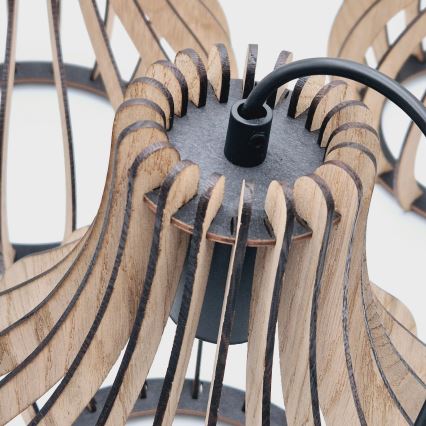 Kattokruunu johdossa TUCCI 3xE27/15W/230V tammi/musta