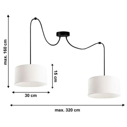 Kattokruunu johdossa TUZ 2xE27/60W/230V hämähäkki