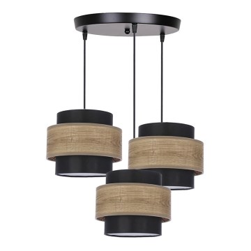 Kattokruunu johdossa TWIN 3xE27/40W/230V ruskea/musta