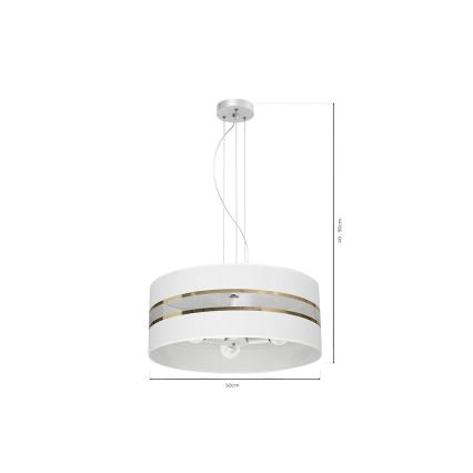 Kattokruunu johdossa ULTIMO 3xE27/60W/230V valkoinen