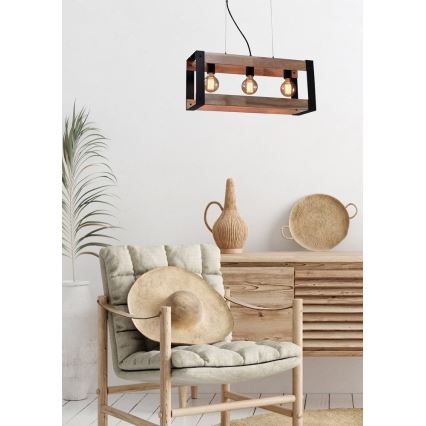 Kattokruunu johdossa VARNA 3xE27/40W/230V tammi