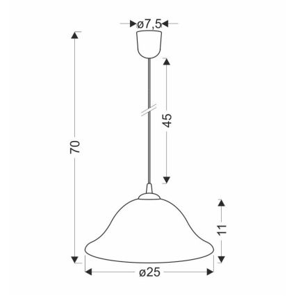 Kattokruunu johdossa VERA 1xE27/60W/230V kulta/valkoinen