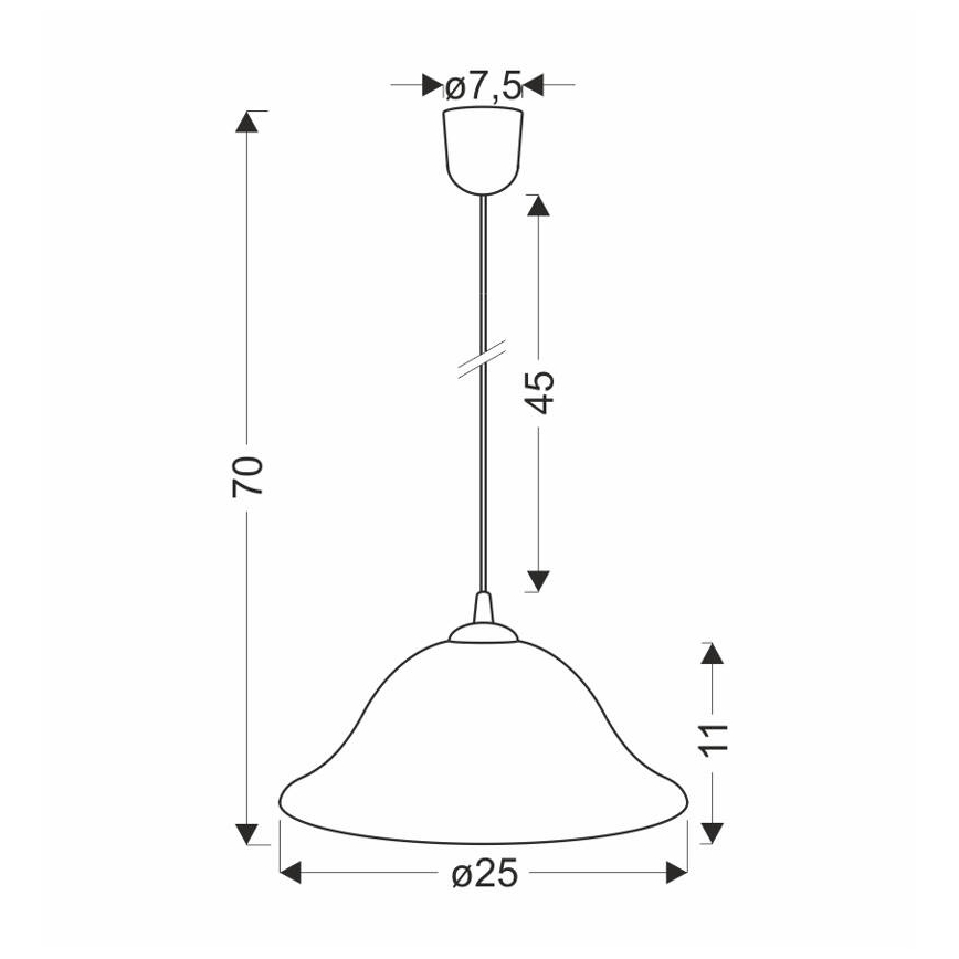Kattokruunu johdossa VERA 1xE27/60W/230V kupari/valkoinen