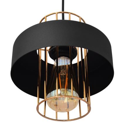 Kattokruunu johdossa VOLTA 1xE27/15W/230V musta/kultainen