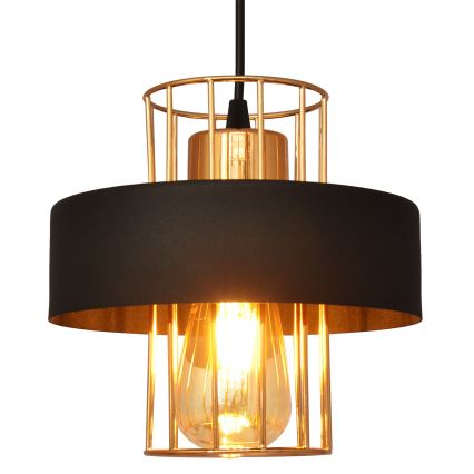 Kattokruunu johdossa VOLTA 1xE27/15W/230V musta/kultainen