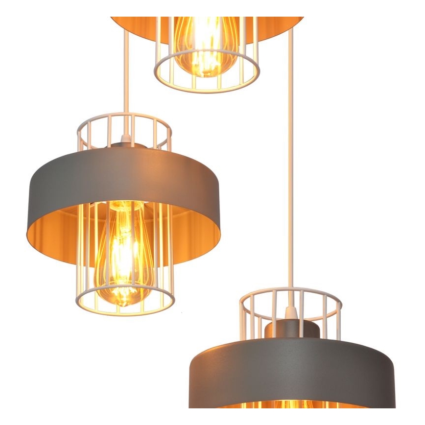 Kattokruunu johdossa VOLTA 3xE27/15W/230V halkaisija 42 cm harmaa