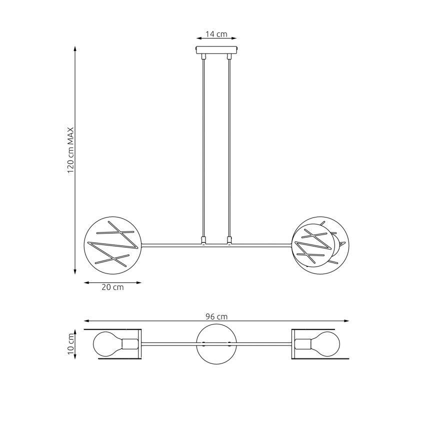 Kattokruunu johdossa XOTIC 2xE27/15W/230V musta