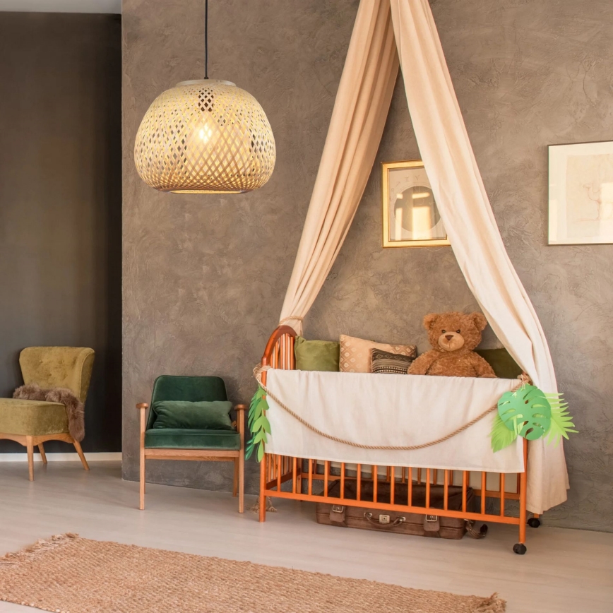 Kattokruunu johdossa ZANZIBAR 1xE27/20W/230V halkaisija 35 cm bambu