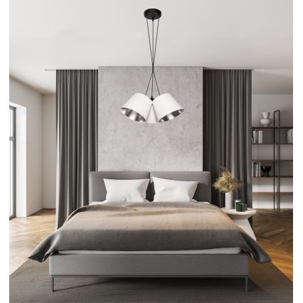 Kattokruunu johdossa ZOMA 3xE27/60W/260V valkoinen/kiiltävä kromi