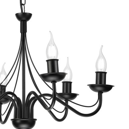 Kattokruunu ketjulla ANTON 6xE14/60W/230V musta