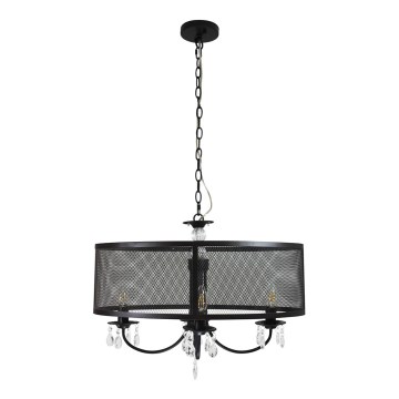 Kattokruunu ketjulla BRESSO 4xE14/12W/230V musta