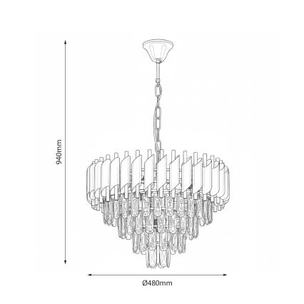 Kattokruunu ketjulla CRISTAL 7xE14/10W/230V musta/kultainen