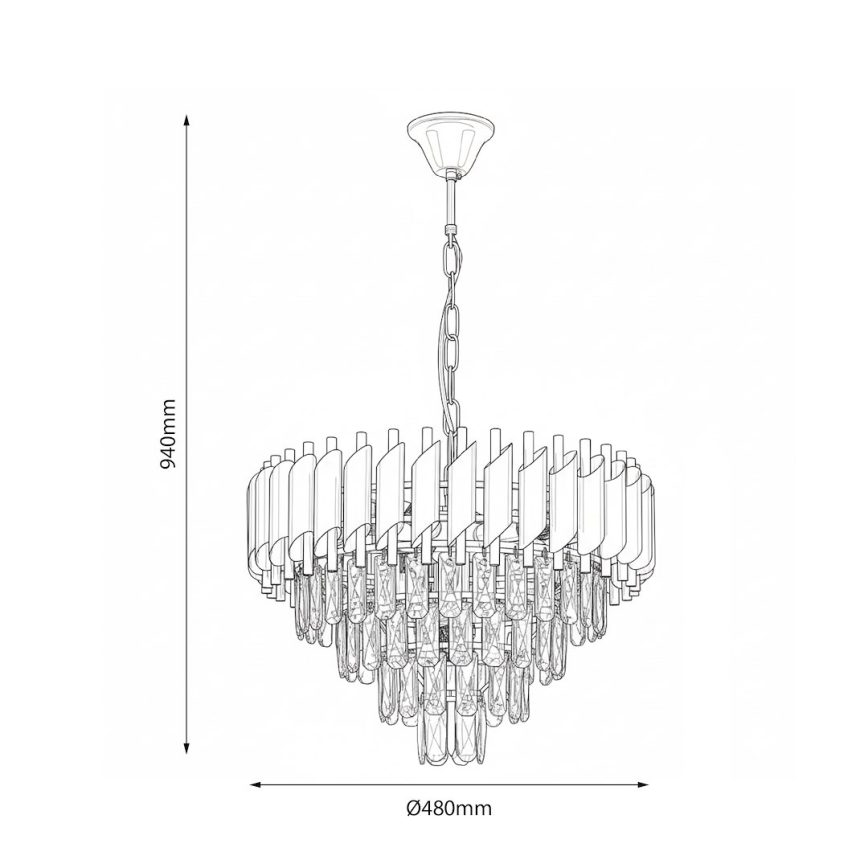 Kattokruunu ketjulla CRISTAL 7xE14/10W/230V musta/kultainen