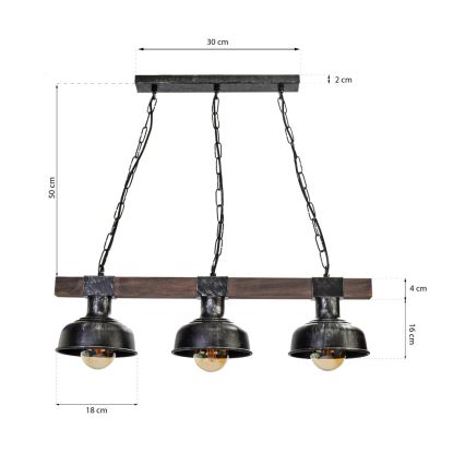 Kattokruunu ketjulla FARO 3xE27 / 60W / 230V