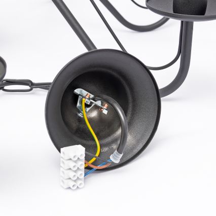 Kattokruunu ketjulla MALBO 8xE14/10W/230V musta