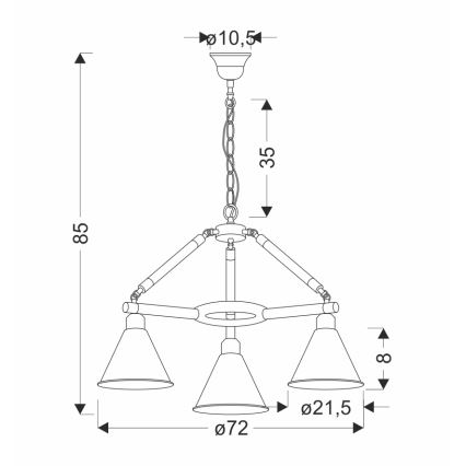 Kattokruunu ketjulla NEGRU 3xE27/40W/230V musta/ruskea