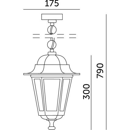 Kattokruunu ketjulla ulkokäyttöön 1xE27 / 60W / 230V musta