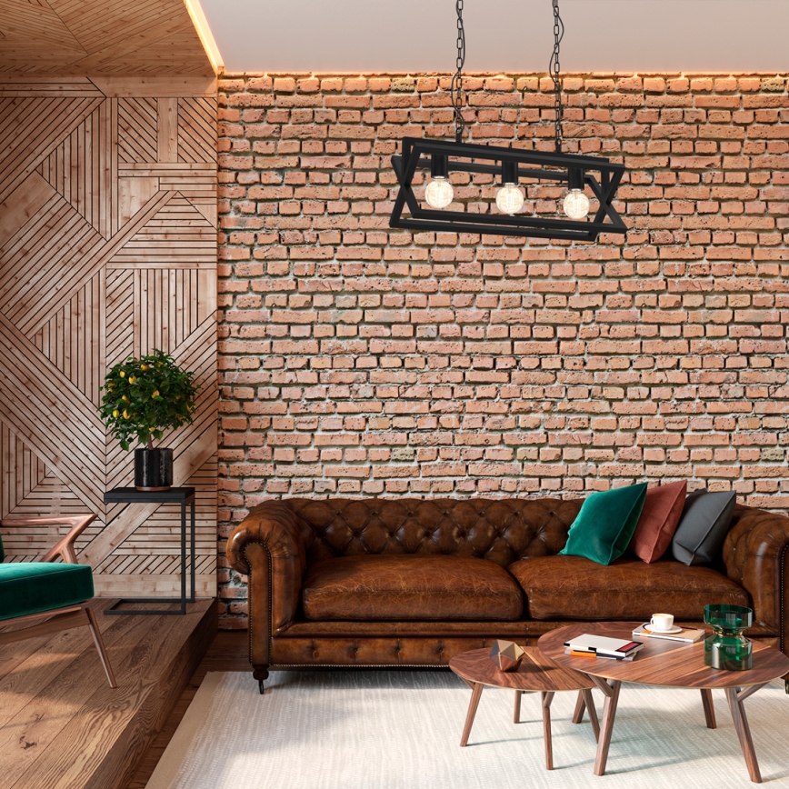 Kattokruunu ketjussa ARNOLD 3xE27/60W/230V musta