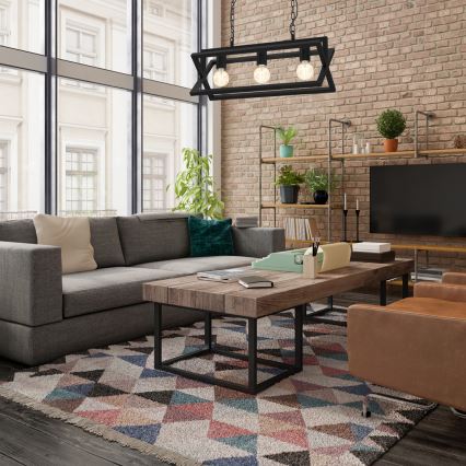 Kattokruunu ketjussa ARNOLD 3xE27/60W/230V musta