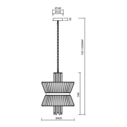Kattokruunu ketjussa AURELIA 8xE14/40W/230V kulta