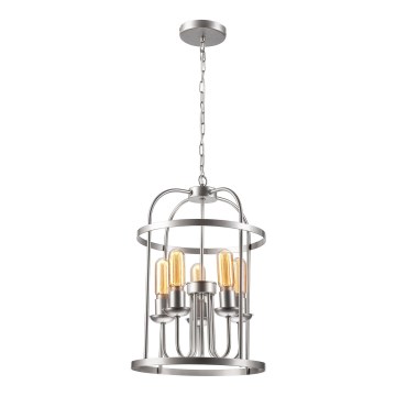 Kattokruunu ketjussa CONSTANTINE 5xE27/60W/230V mattakromi