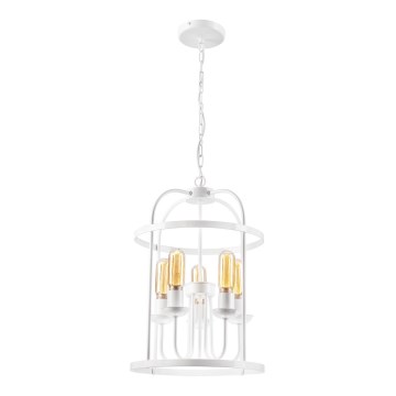 Kattokruunu ketjussa CONSTANTINE 5xE27/60W/230V valkoinen