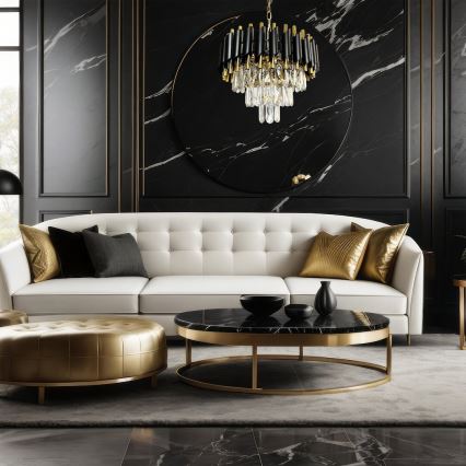 Kattokruunu ketjussa CRISTAL 5xE14/40W/230V kulta/musta