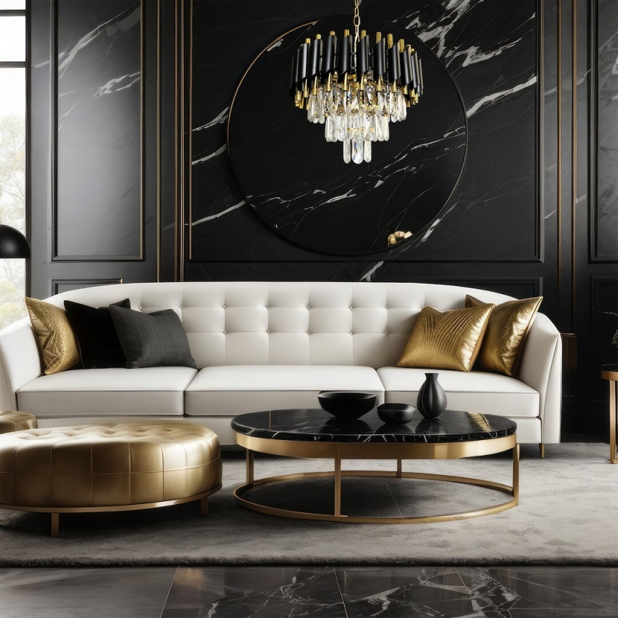 Kattokruunu ketjussa CRISTAL 5xE14/40W/230V kulta/musta