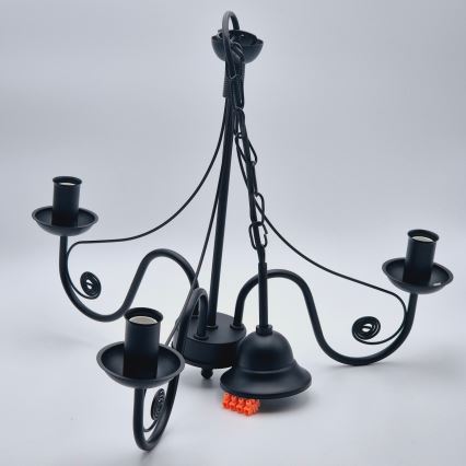 Kattokruunu ketjussa DONATO 3xE14/40W/230V musta