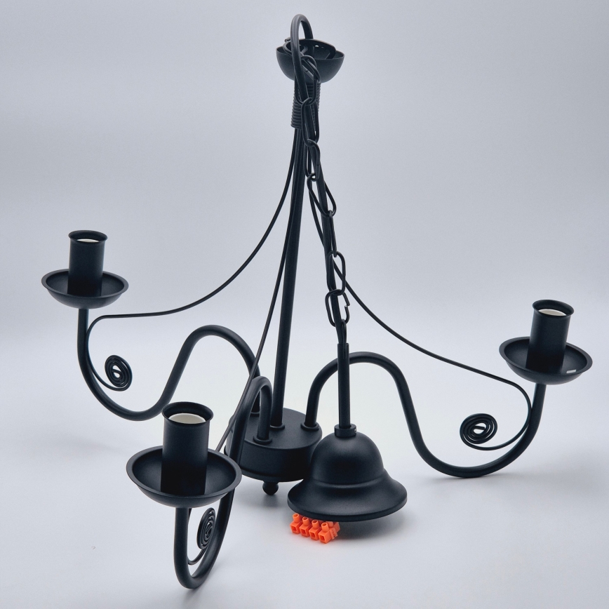 Kattokruunu ketjussa DONATO 3xE14/40W/230V musta