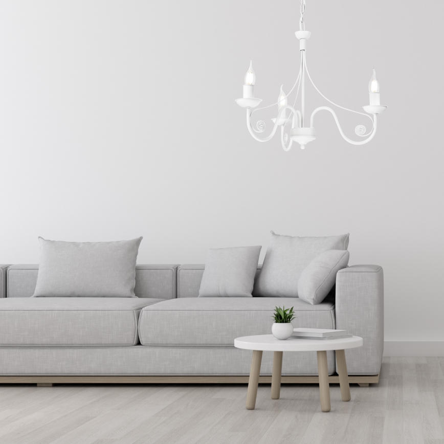 Kattokruunu ketjussa DONATO 3xE14/40W/230V valkoinen