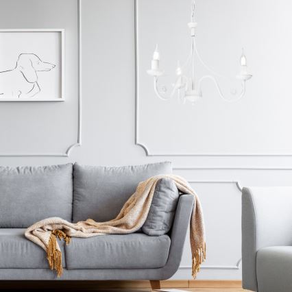 Kattokruunu ketjussa DONATO 3xE14/40W/230V valkoinen