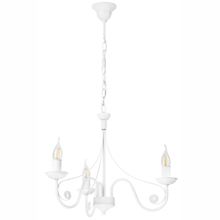 Kattokruunu ketjussa DONATO 3xE14/40W/230V valkoinen