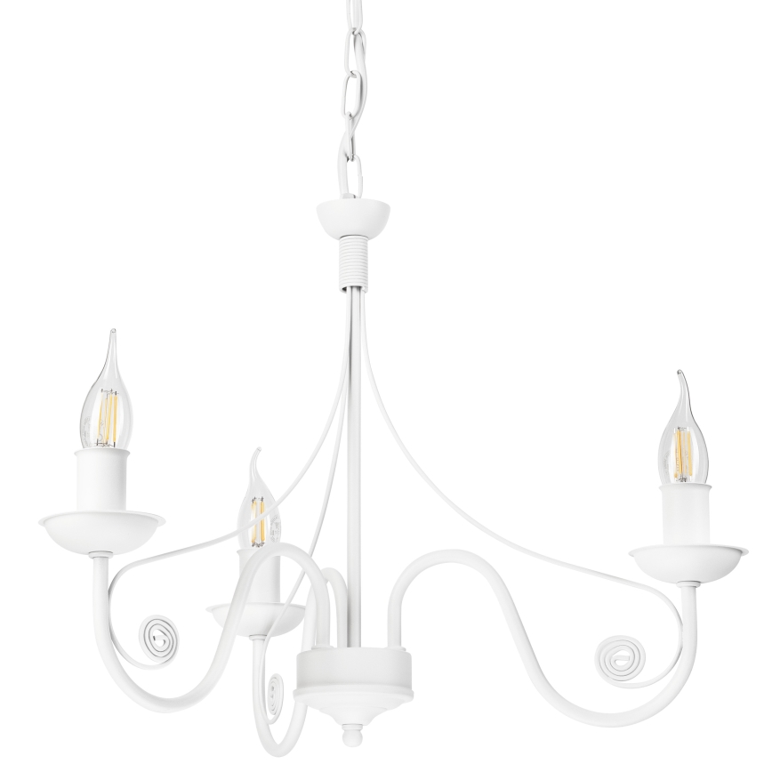 Kattokruunu ketjussa DONATO 3xE14/40W/230V valkoinen