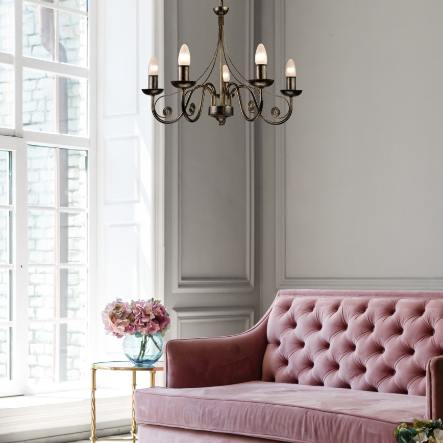 Kattokruunu ketjussa DONATO 5xE14/40W/230V