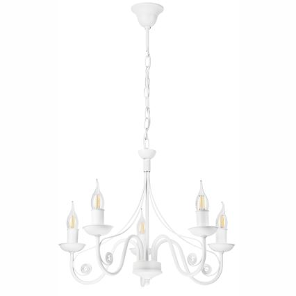 Kattokruunu ketjussa DONATO 5xE14/40W/230V valkoinen