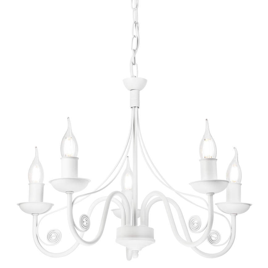 Kattokruunu ketjussa DONATO 5xE14/40W/230V valkoinen