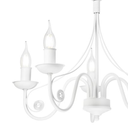 Kattokruunu ketjussa DONATO 5xE14/40W/230V valkoinen