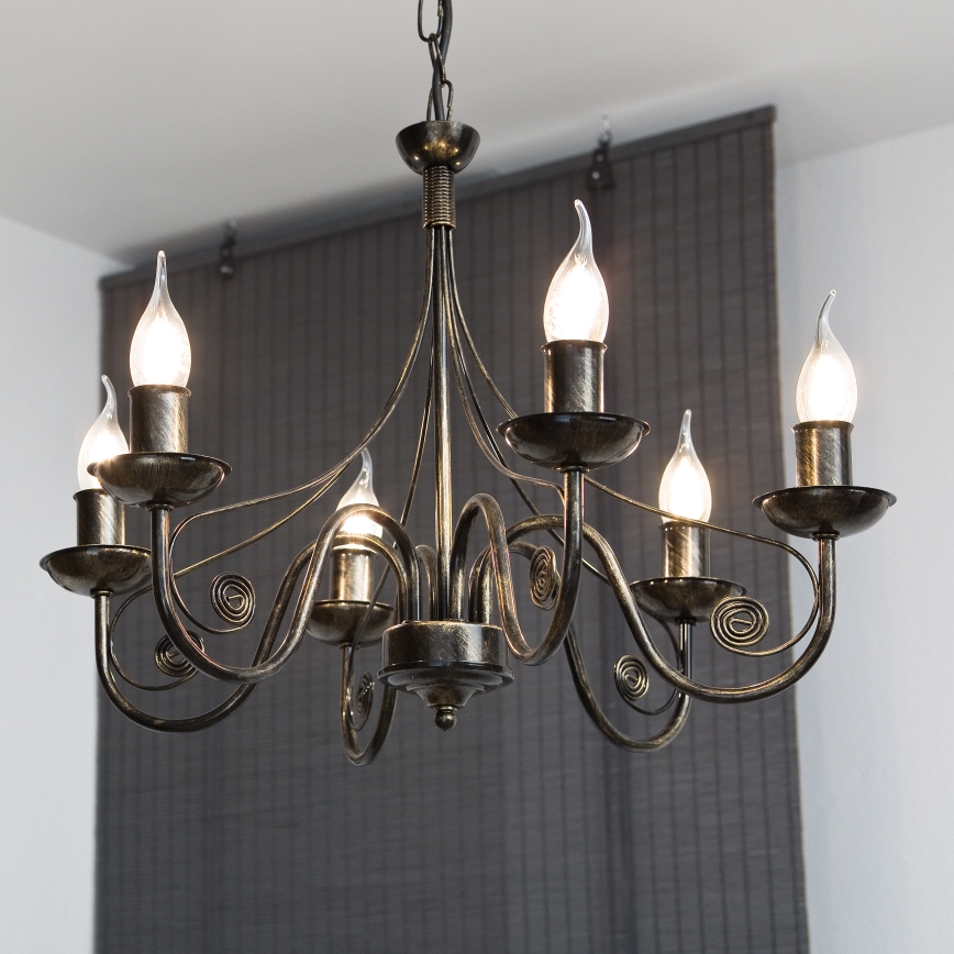 Kattokruunu ketjussa DONATO 6xE14/40W/230V